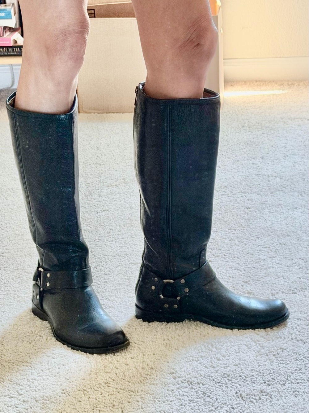 Frye Phillip Harness Tall Black Boots